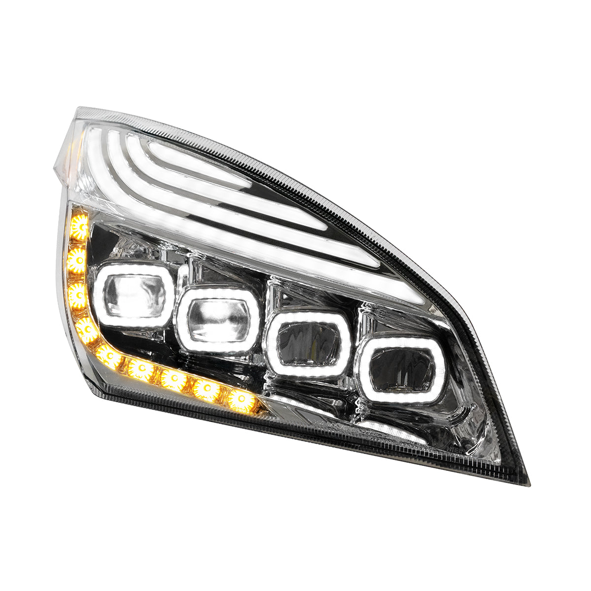Quad-LED Headlight With LED DRL & Seq. Signal For 2018-2024 Freightliner Cascadia