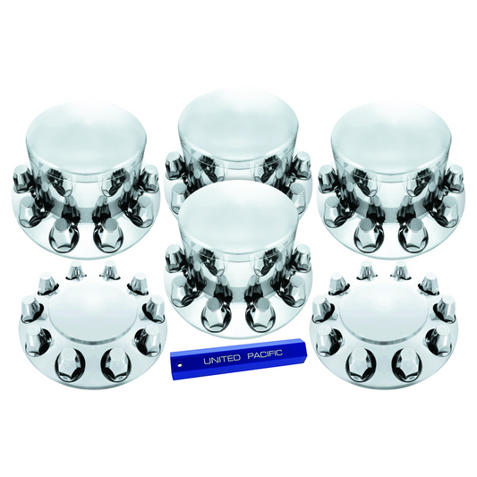 Dome Axle Cover Combo Kit With 33mm Standard Thread-On Nut Covers & Nut Cover Tool - Chrome