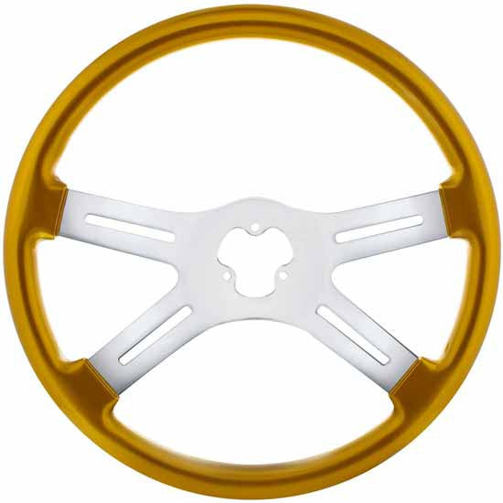 18" Candy Color 4 Spoke Steering Wheel Only - Electric Yellow