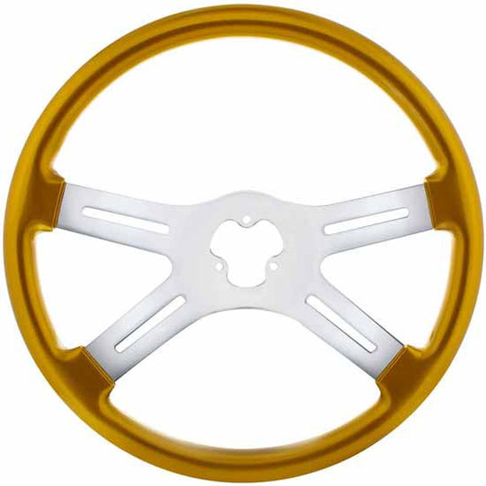 18" Candy Color 4 Spoke Steering Wheel Only - Electric Yellow