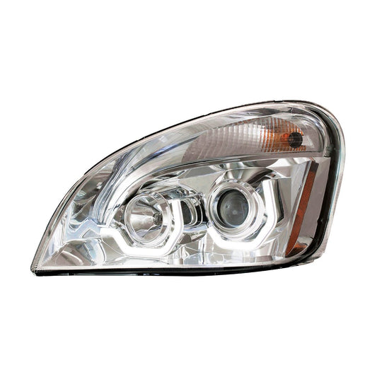 Chrome Projection Headlight With White LED Position Light For 2008-2017 Freightliner Cascadia