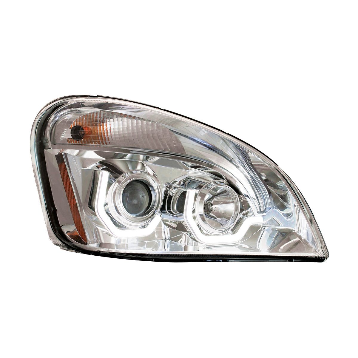 Chrome Projection Headlight With White LED Position Light For 2008-2017 Freightliner Cascadia