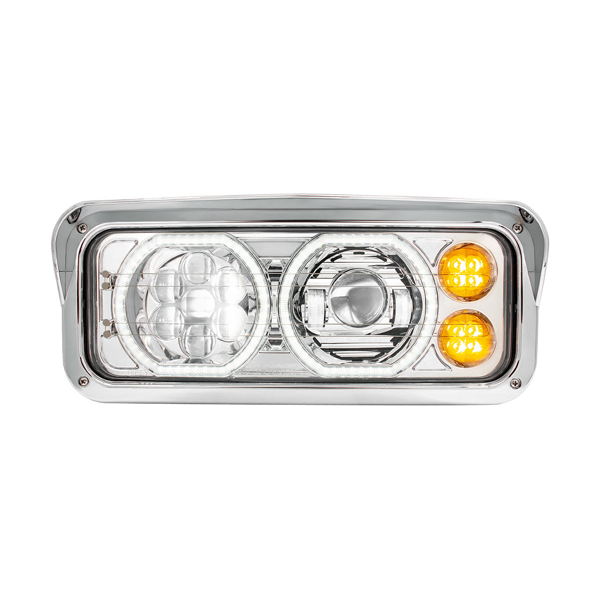 Chrome High Power Heated 10 LED Headlight With LED Turn & DRL