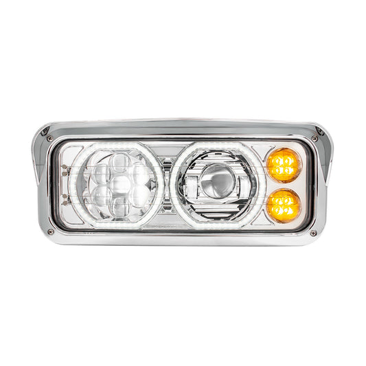Chrome High Power Heated 10 LED Headlight With LED Turn & DRL