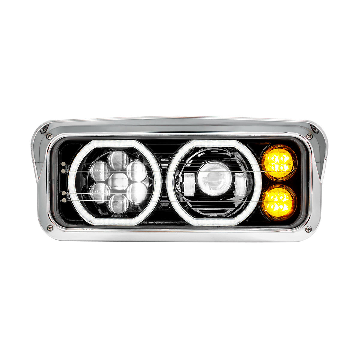 Chrome High Power Heated 10 LED Headlight With LED Turn & DRL