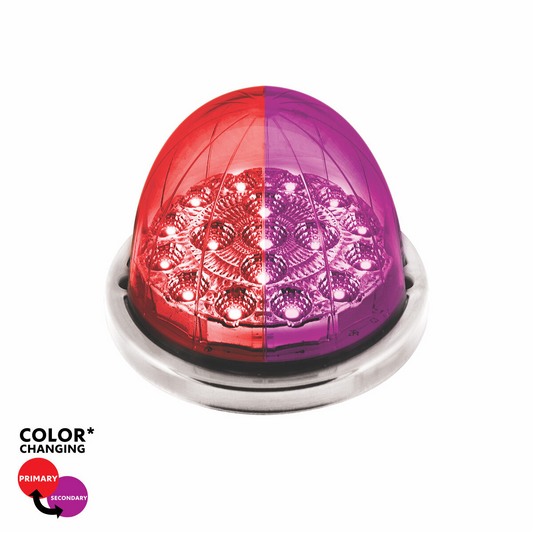 17 LED Watermelon Dual Function Double Fury Light Flush Mount Kit With Low Profile SS Bezel-Red & Purple LED