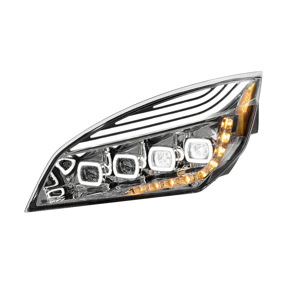 Quad-LED Headlight With LED DRL & Seq. Signal For 2018-2024 Freightliner Cascadia