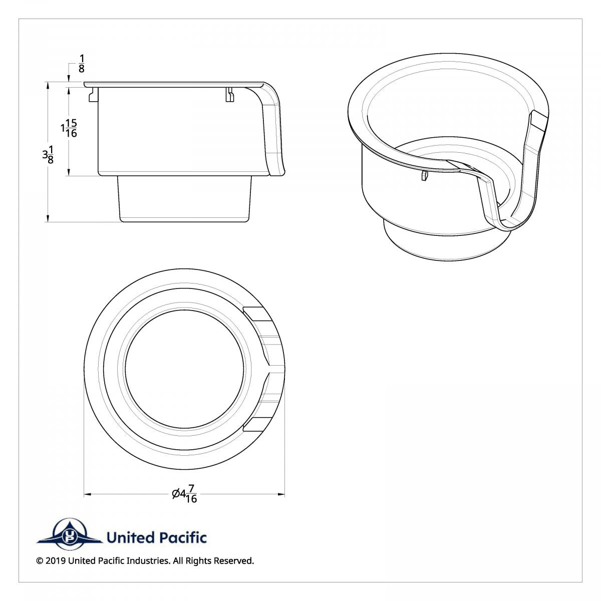 Chrome Cup Holder Insert For Kenworth W900/T800/T600 (2002-2008) & Peterbilt 379/378 (2001-2005)