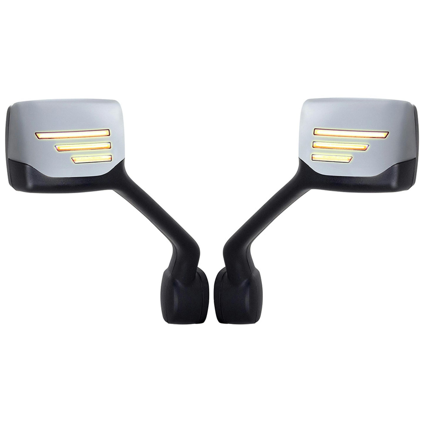 CHROME HOOD MIRROR ASSEMBLY W/ SEQUENTIAL 3 LINES TURN SIGNAL FITS KENWORTH T680 & PETERBILT