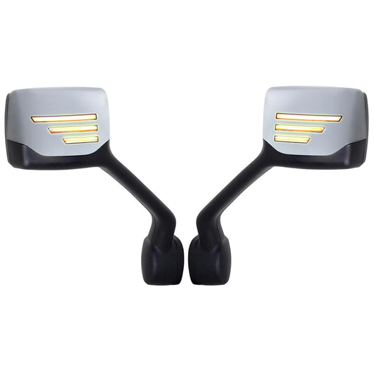 CHROME HOOD MIRROR ASSEMBLY W/ SEQUENTIAL 3 LINES TURN SIGNAL FITS KENWORTH T680 & PETERBILT