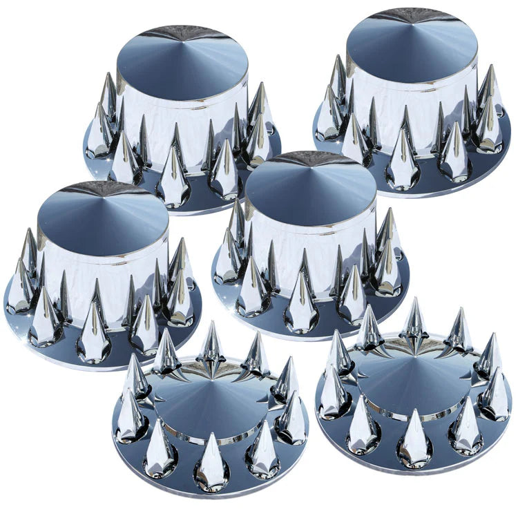 Dome Axle Cover Combo Kit With 33mm Spike Thread-On Nut Covers & Nut Cover Tool - Chrome